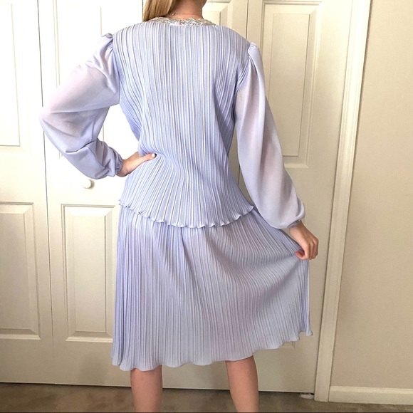 VTG DISCOVERY FASHIONS LTD 1970's Beaded Pleated Dress 8 - Picture 3 of 14